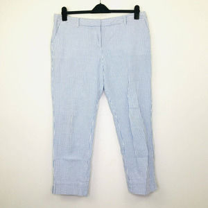 Vineyard Vines Women's 14 Pants Blue White Straight Crop Striped Seersucker DE16